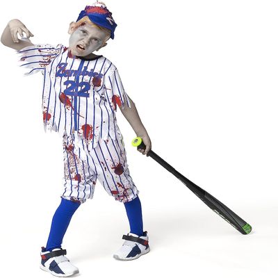 Spooktacular Creations Boys' Blue Baseball Zombie Costume, Halloween Dress-Up, L (10–12 Years)