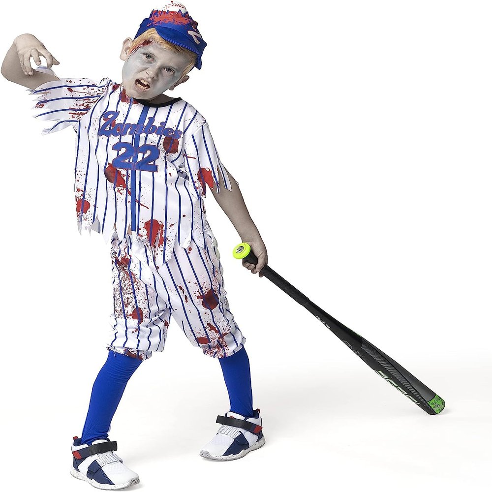 Spooktacular Creations Boys' Blue Baseball Zombie Costume, Halloween Dress-Up, L (10–12 Years)