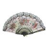 Ruilogod Plastic Ribbed Floral Fabric Folding Hand Fan, Black and Red view 1