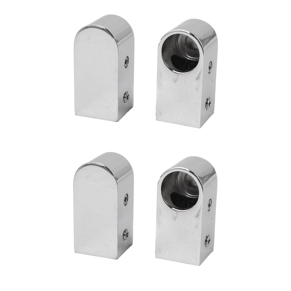 Ruilogod Wardrobe Metal Rod Flange Holder Bases, 4 Pieces, for 16 mm Diameter Tubes