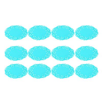 Ruilogod Silicone Non-Slip Heat-Resistant Bowl and Cup Coasters, Table Set, 12 Pieces, Blue