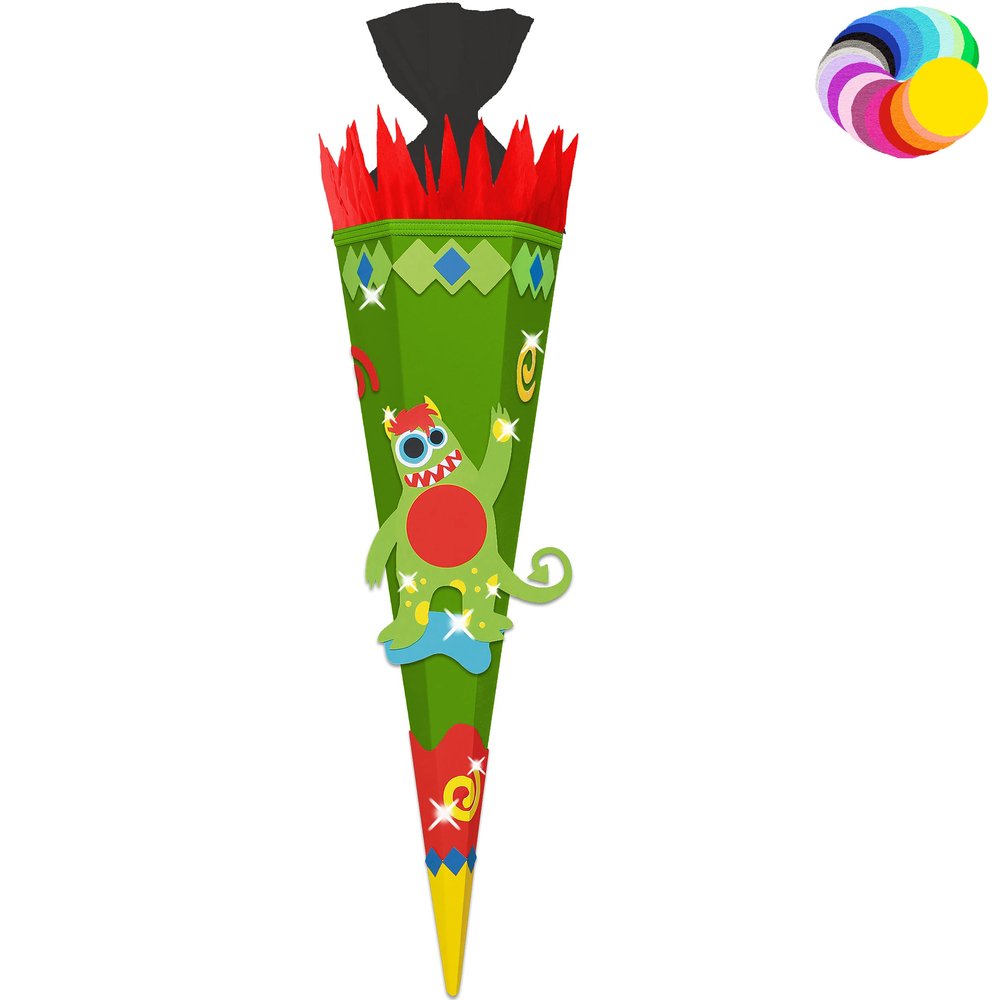 alles-meine.de GmbH DIY School Cone Kit, Funny Monster/Alien, 70/85/100 cm