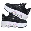 Roller Skate Shoes, 2-in-1 Sneakers with Wheels, Adjustable, Women's/Girls' (37, Black/White) view 1