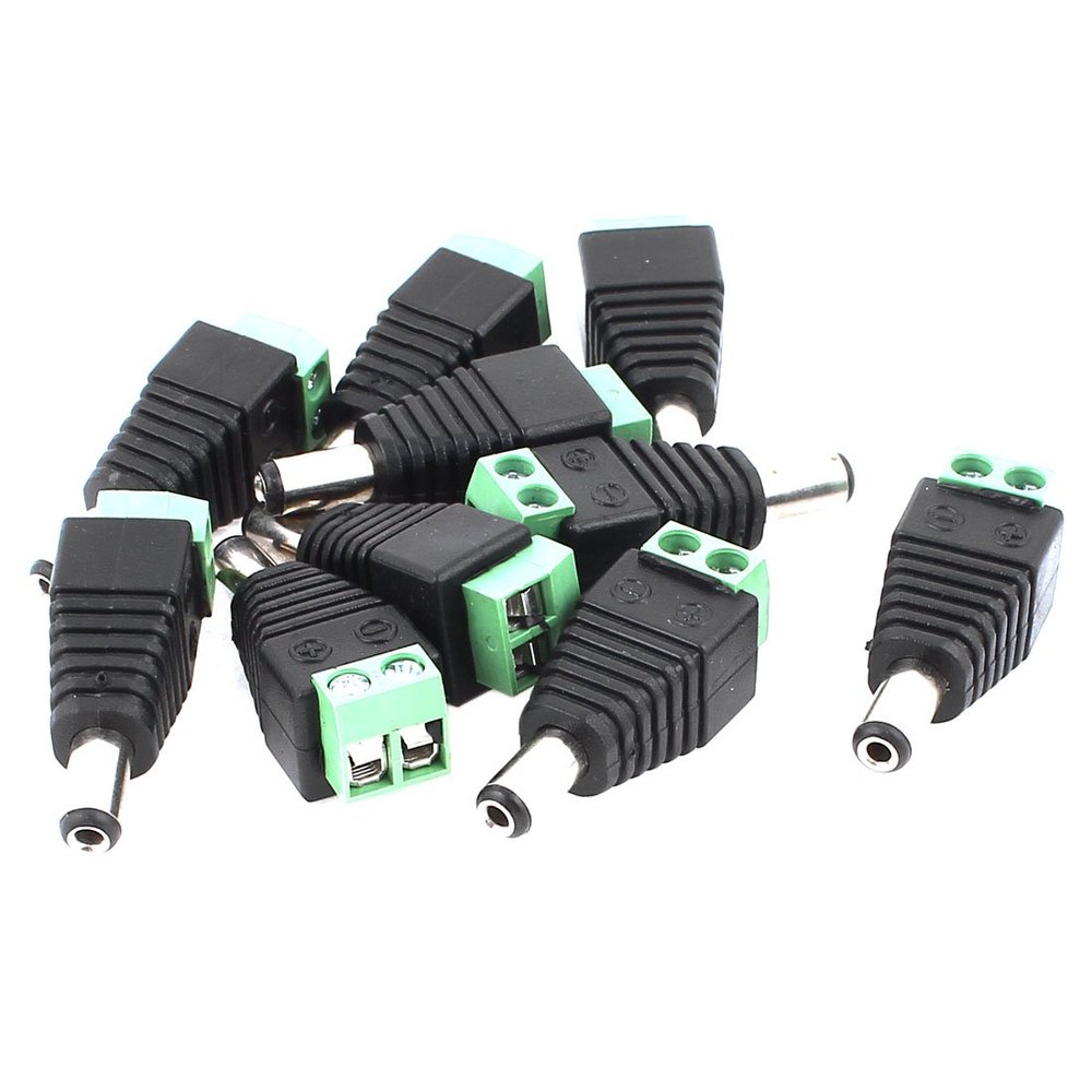 Ruilogod 10-Pack 2.1 x 5.5 mm DC Power Plugs for CCTV Cameras