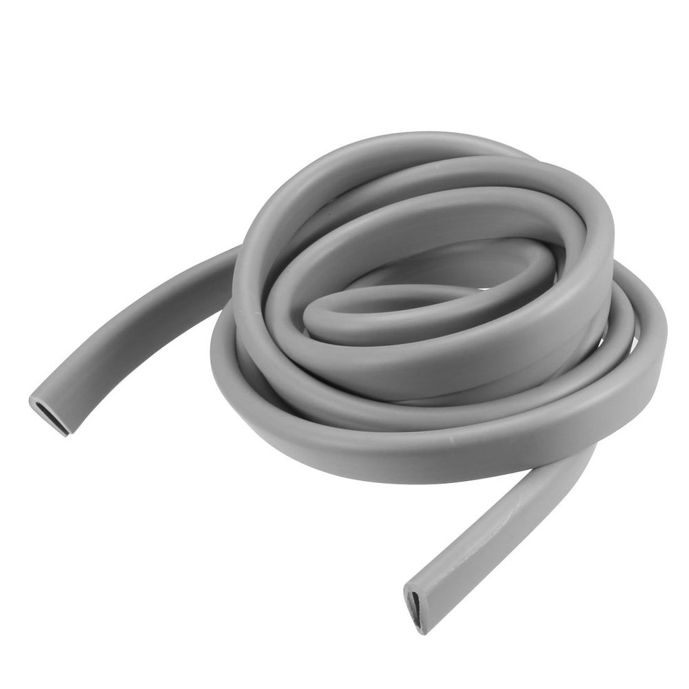 Ruilogod 2 m Long Rubber Hollow Air Seal Strip, Gray, 2 mm Groove Width, 13 mm Height