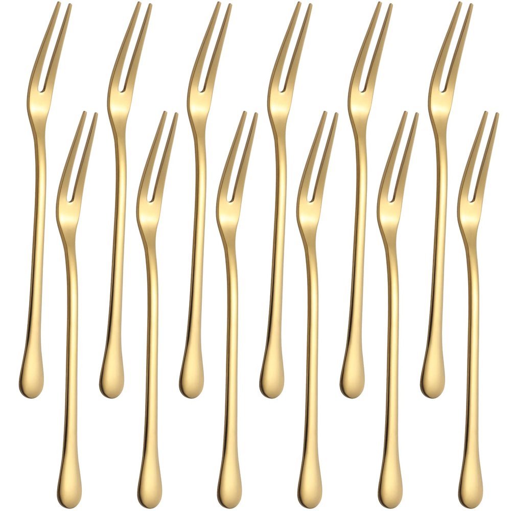 Mini Stainless Steel Fruit Forks, 12-Piece Set, Dessert and Salad Forks