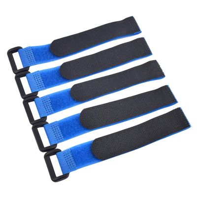 Ruilogod Removable Hook-and-Loop Cable Organizer Straps, 8 in, 5-Pack, Blue