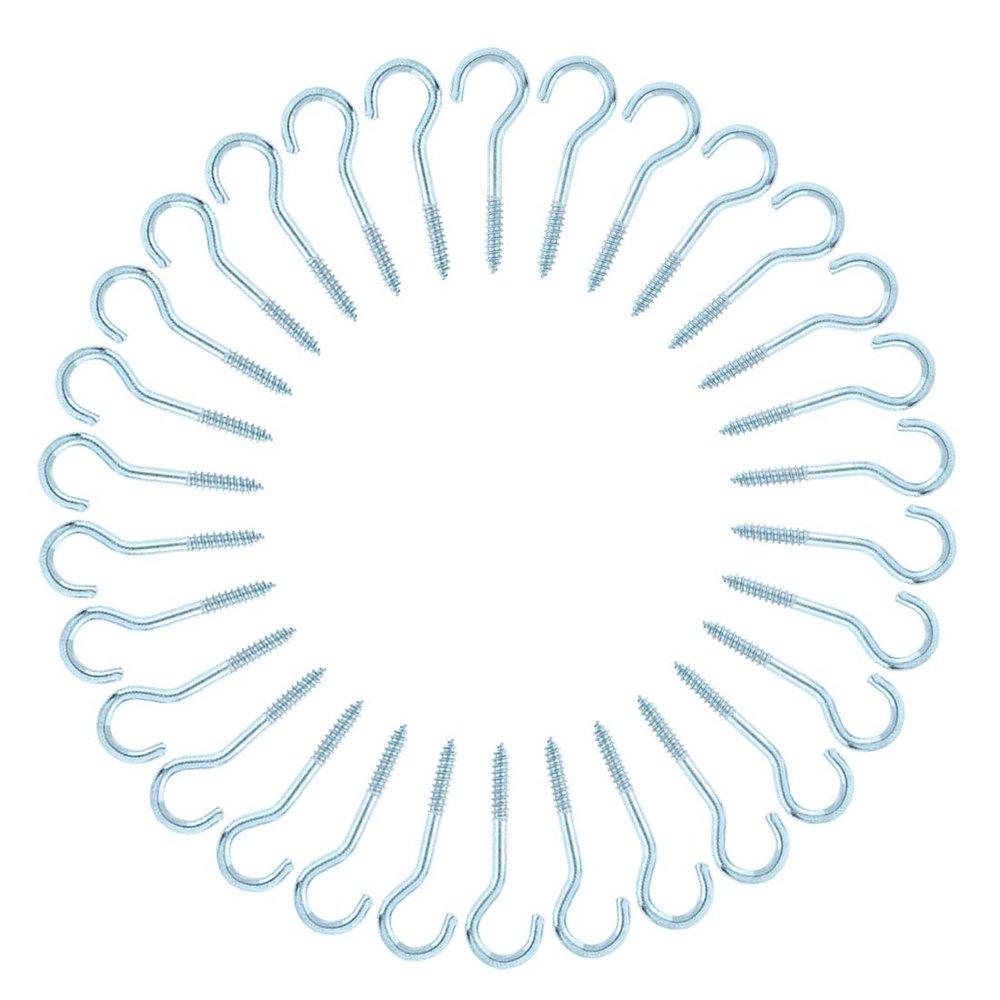 Ruilogod 30-Piece Self-Tapping Ceiling Screw Hooks, Silver-Tone