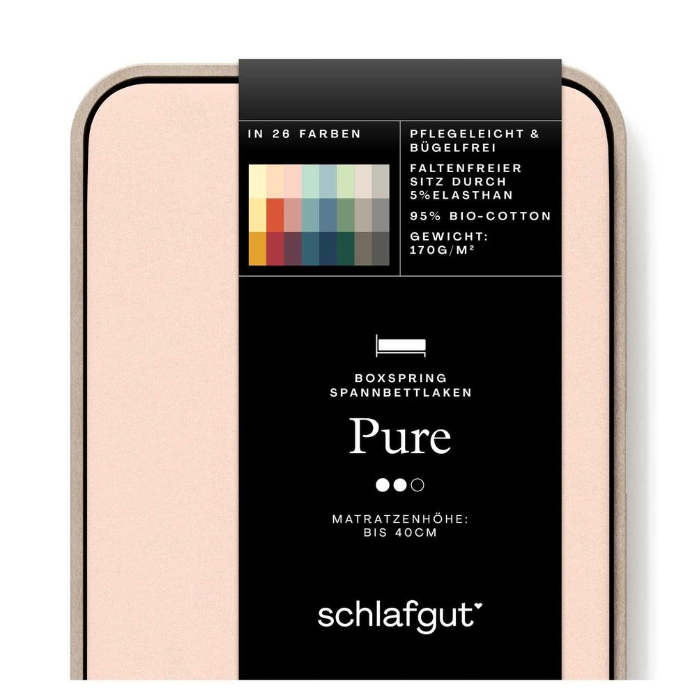 schlafgut Pure Boxspring Fitted Sheet 120 x 200 cm Organic Cotton, Red Light