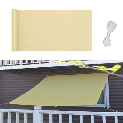 GAIJUAN Rectangular Shade Sail 0.7 x 3.4 m, HDPE UV Protection, with 304 Stainless Steel Mounting Kit, Cream