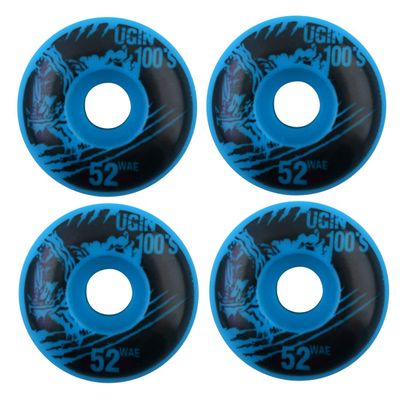 Ruilogod Beginner Wolf Print PU Skateboard Training Wheels, 52 mm x 30 mm, 4 Pieces, Blue
