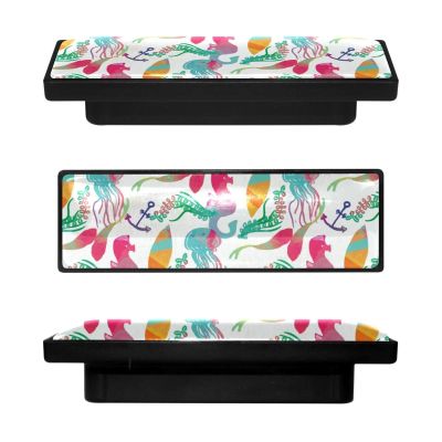 Rectangular Cabinet Knobs, Watercolor Seahorse Design, 4-Piece Set