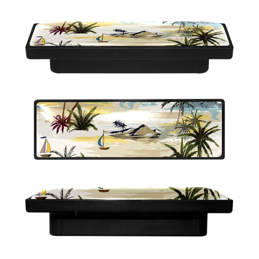 Rectangular Kitchen Cabinet Knobs, Beach Palm, 4-Pack