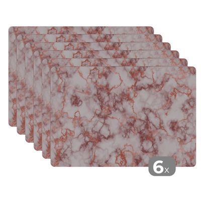 Luxury Rose Gold Marble Agate Placemats, Set of 6, 45 x 30 cm