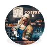 Round Wall Art, 60 x 60 cm, The Milkmaid – Barista – Cappuccino – Vermeer – Coffee Art view 1