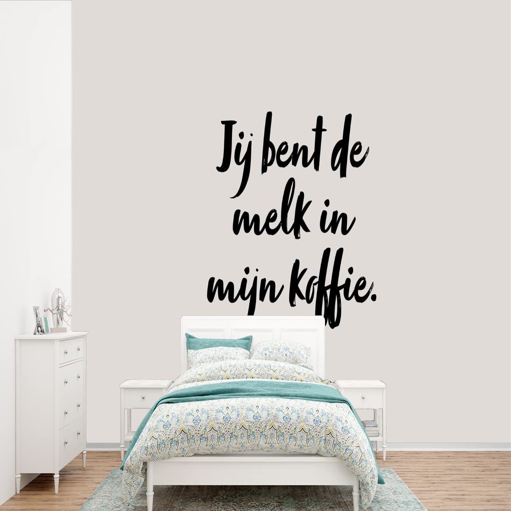 Self-Adhesive Wallpaper Wall Mural 420 x 280 cm Taupe – “You Are the Milk in My Coffee” Quote