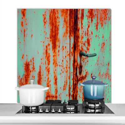 MuchoWow Rust Iron Industrial Kitchen Backsplash, Aluminum Poster, 100 x 65 cm