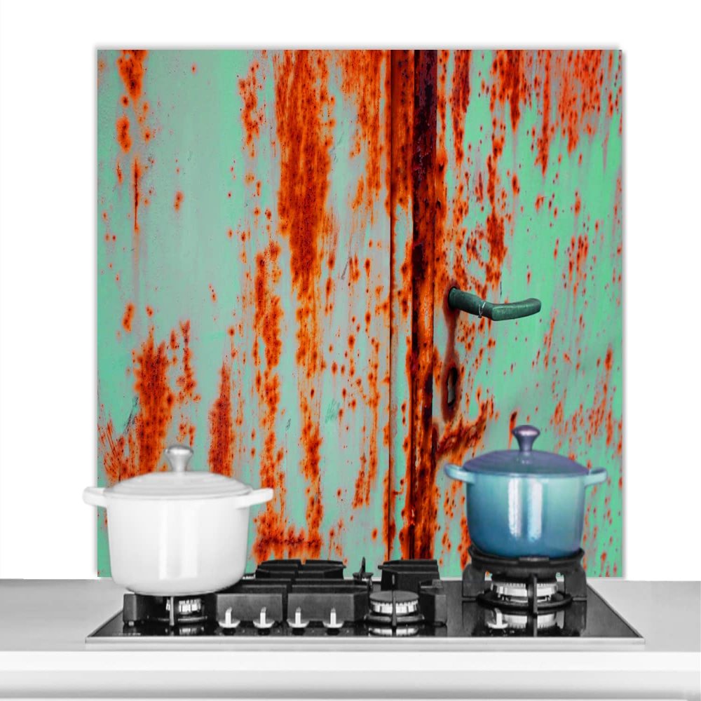 MuchoWow Rust Iron Industrial Kitchen Backsplash, Aluminum Poster, 100 x 65 cm
