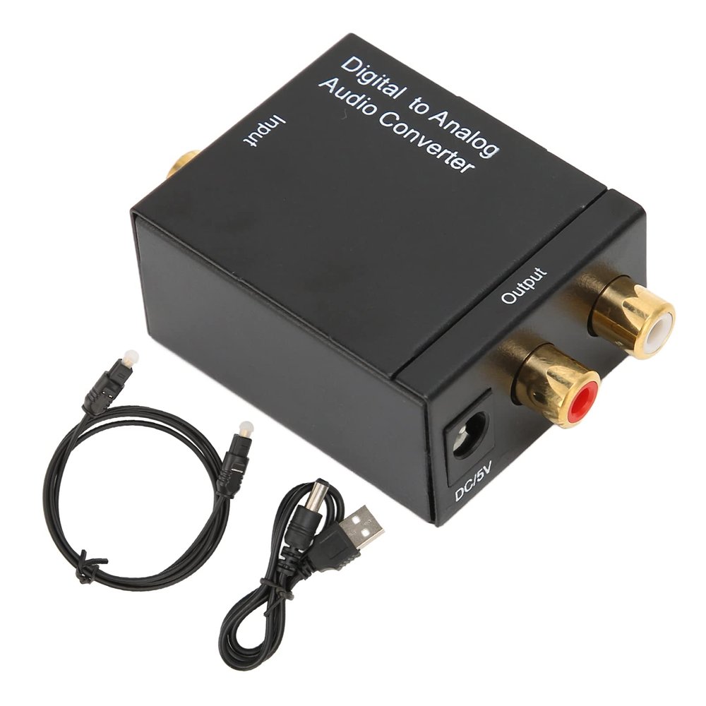 Digital-to-Analog Audio Converter, 96 kHz Optical/Coaxial to Analog Adapter with Fiber-Optic Cable