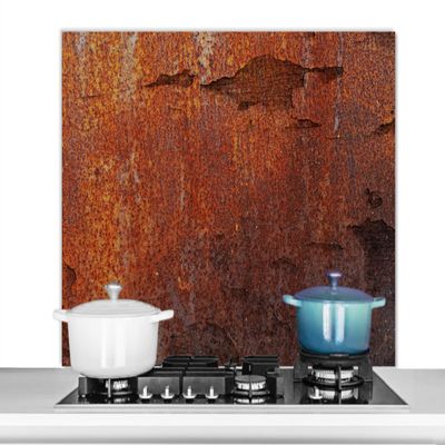 MuchoWow Kitchen Splash Guard Aluminum Backsplash Poster, 100 x 65 cm, Rust Vintage Steel