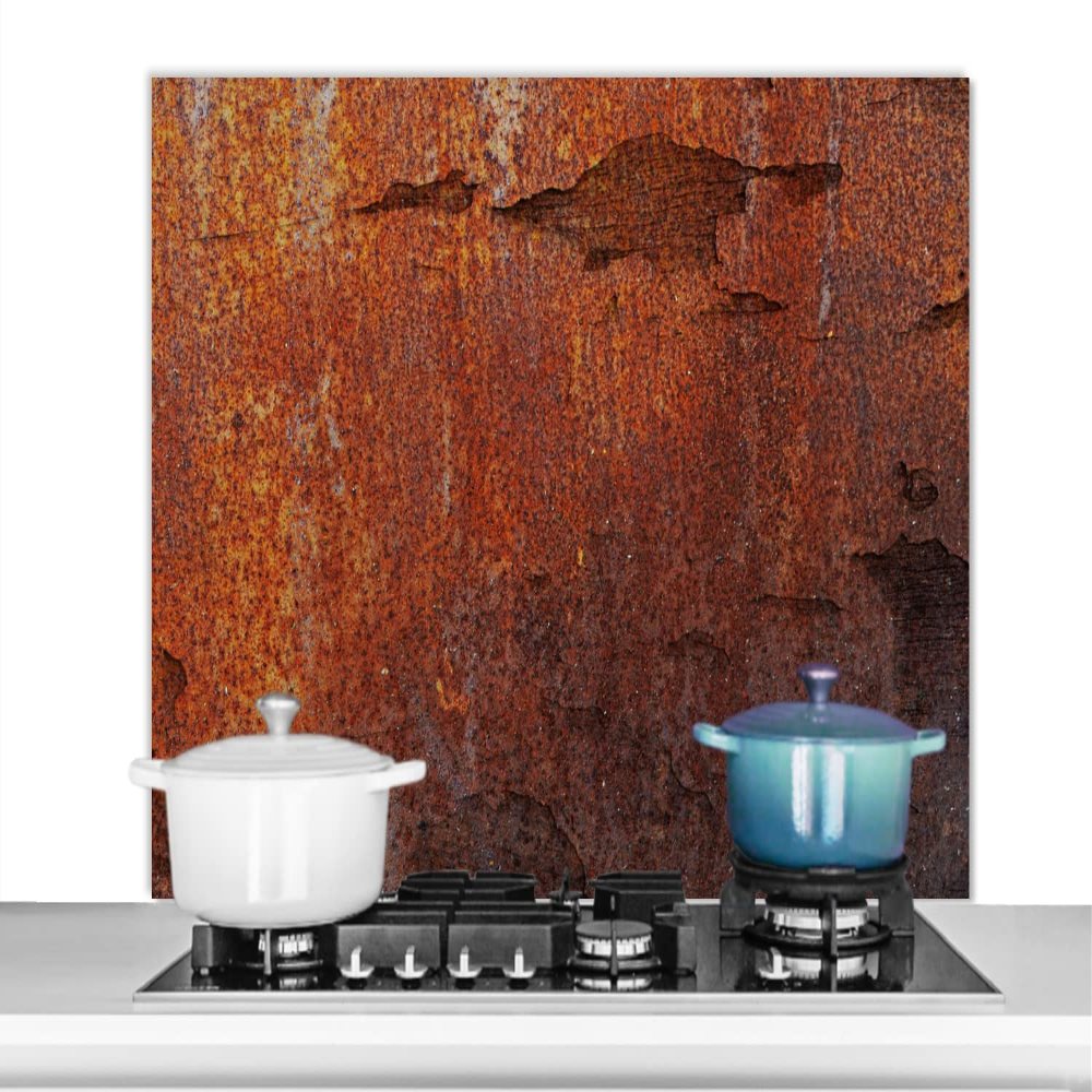 MuchoWow Kitchen Splash Guard Aluminum Backsplash Poster, 100 x 65 cm, Rust Vintage Steel