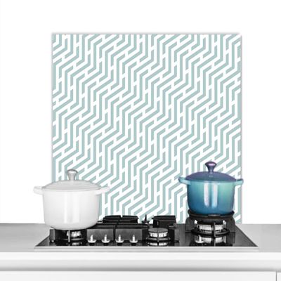 MuchoWow Geometric Pattern Green Aluminum Kitchen Backsplash, 90 x 60 cm