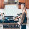 MuchoWow Geometric Pattern Green Aluminum Kitchen Backsplash, 90 x 60 cm view 3