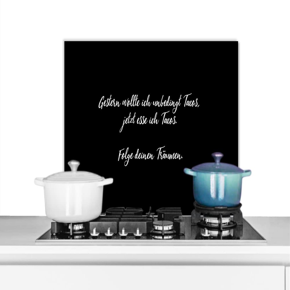 MuchoWow Kitchen Splash Guard Aluminum Backsplash Poster 70 x 50 cm – Follow Your Dreams Taco Quote