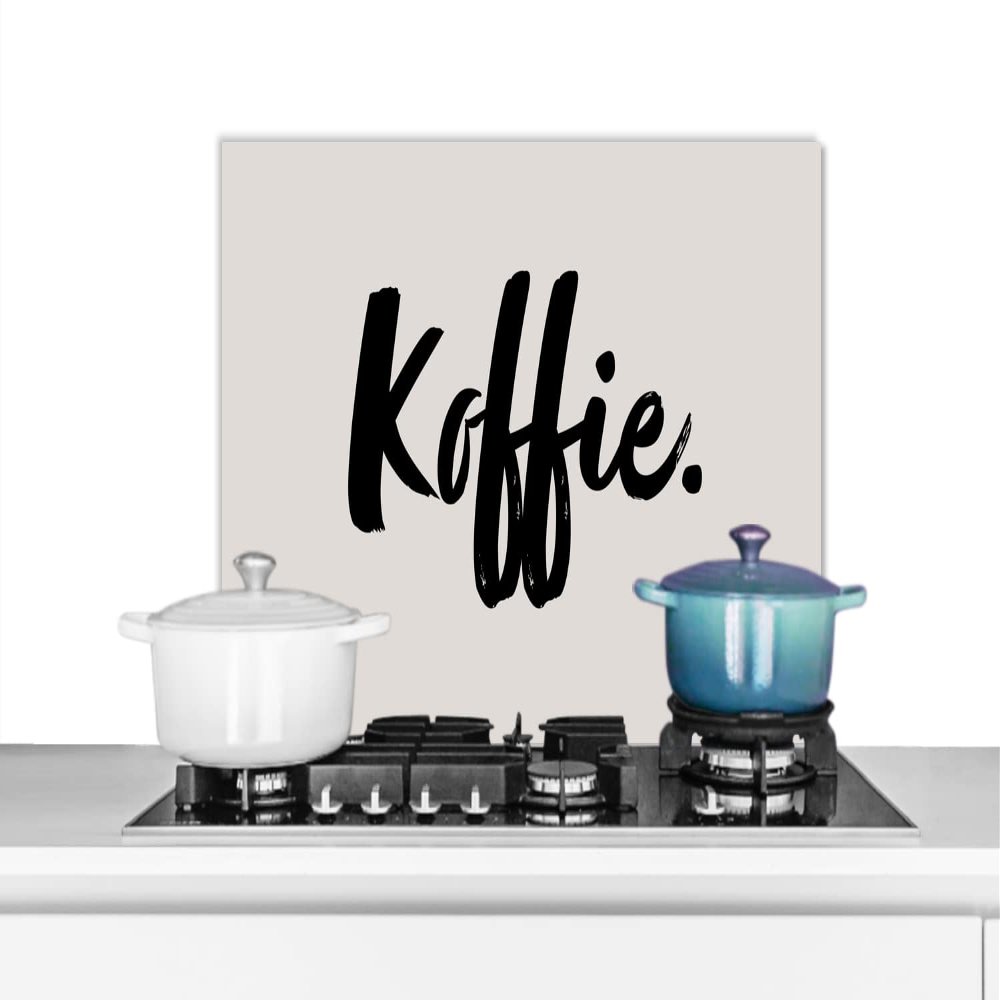 MuchoWow Kitchen Splashback Aluminum Poster 70 x 50 cm, Coffee Quote, Taupe