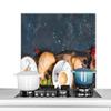 MuchoWow Kitchen Splashback, Aluminum Poster, Croissants, Fruit & Coffee, 80 x 55 cm view 1