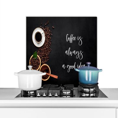 MuchoWow Kitchen Backsplash Aluminum Poster 60 x 40 cm – “Coffee Is Always a Good Idea”