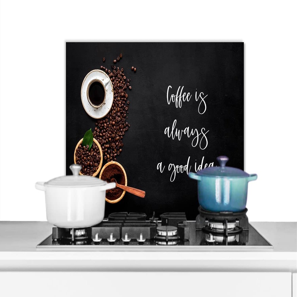 MuchoWow Kitchen Backsplash Aluminum Poster 60 x 40 cm – “Coffee Is Always a Good Idea”