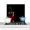 MuchoWow Kitchen Splashback Aluminum Poster 70x50 cm Tea - Black - Drinking view 1