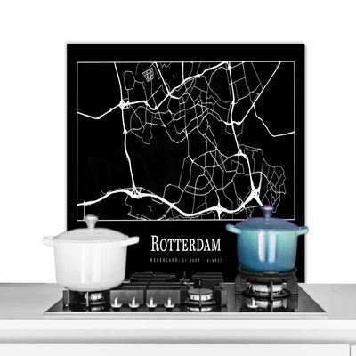 MuchoWow Kitchen Splashback Aluminum Poster 80 x 55 cm Rotterdam – Map – City Plan