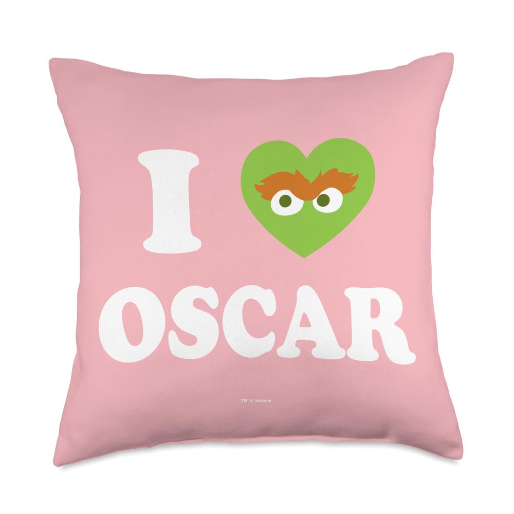 Sesame Street Heart Oscar The Grouch Throw Pillow, 18 x 18 in, Multicolor