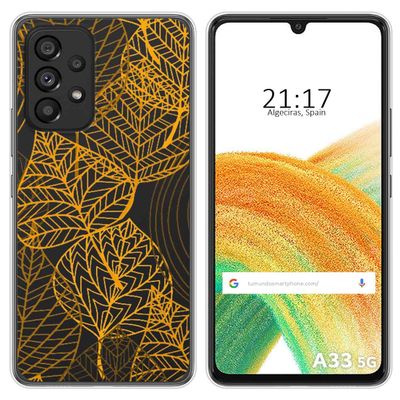 Tumundosmartphone Transparent Silicone Protective Case for Samsung Galaxy A33 5G, Leaf Design