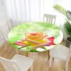 Morbuy Round Outdoor Tablecloth, Elastic, Rose Print, Waterproof, Green, 100 cm view 2