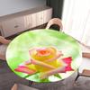 Morbuy Round Outdoor Tablecloth, Elastic, Rose Print, Waterproof, Green, 100 cm view 3