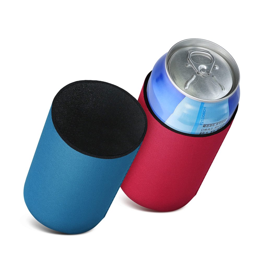 kwmobile 2x Can Coolers 500 ml, Beer Coolers 0.3 L – Neoprene Can Coolers for On the Go, Red/Blue