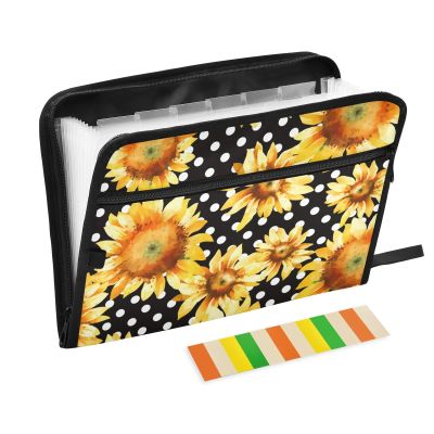 Mnsruu Vintage Sunflower Accordion File Folder, Expandable, 13 Pockets, Document Organizer for School, Office, and Home