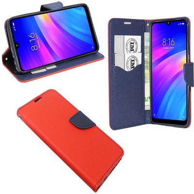 COFI 1453 Fancy Book Case with 9H Tempered Glass for Samsung Galaxy A03s, Red-Blue