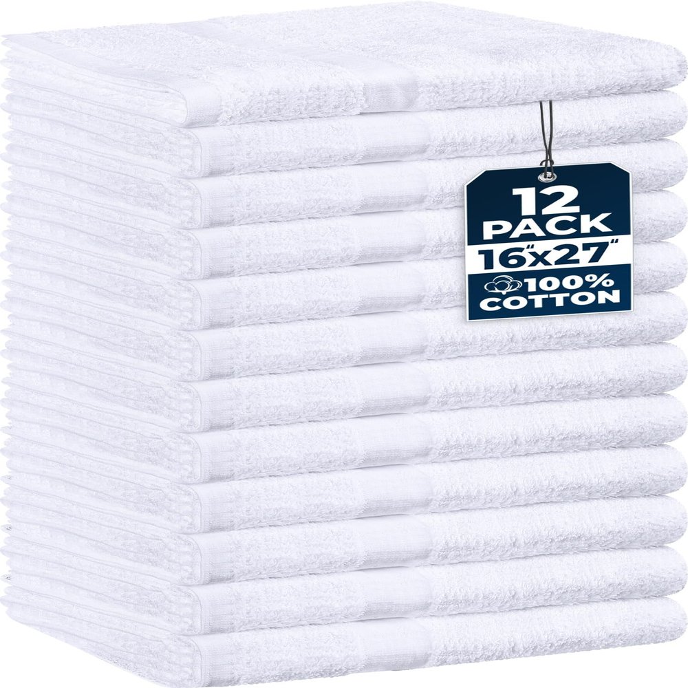 Utopia Towels Salon Towels, 12-Pack, White, 40.6 x 68.6 cm, Highly Absorbent Cotton