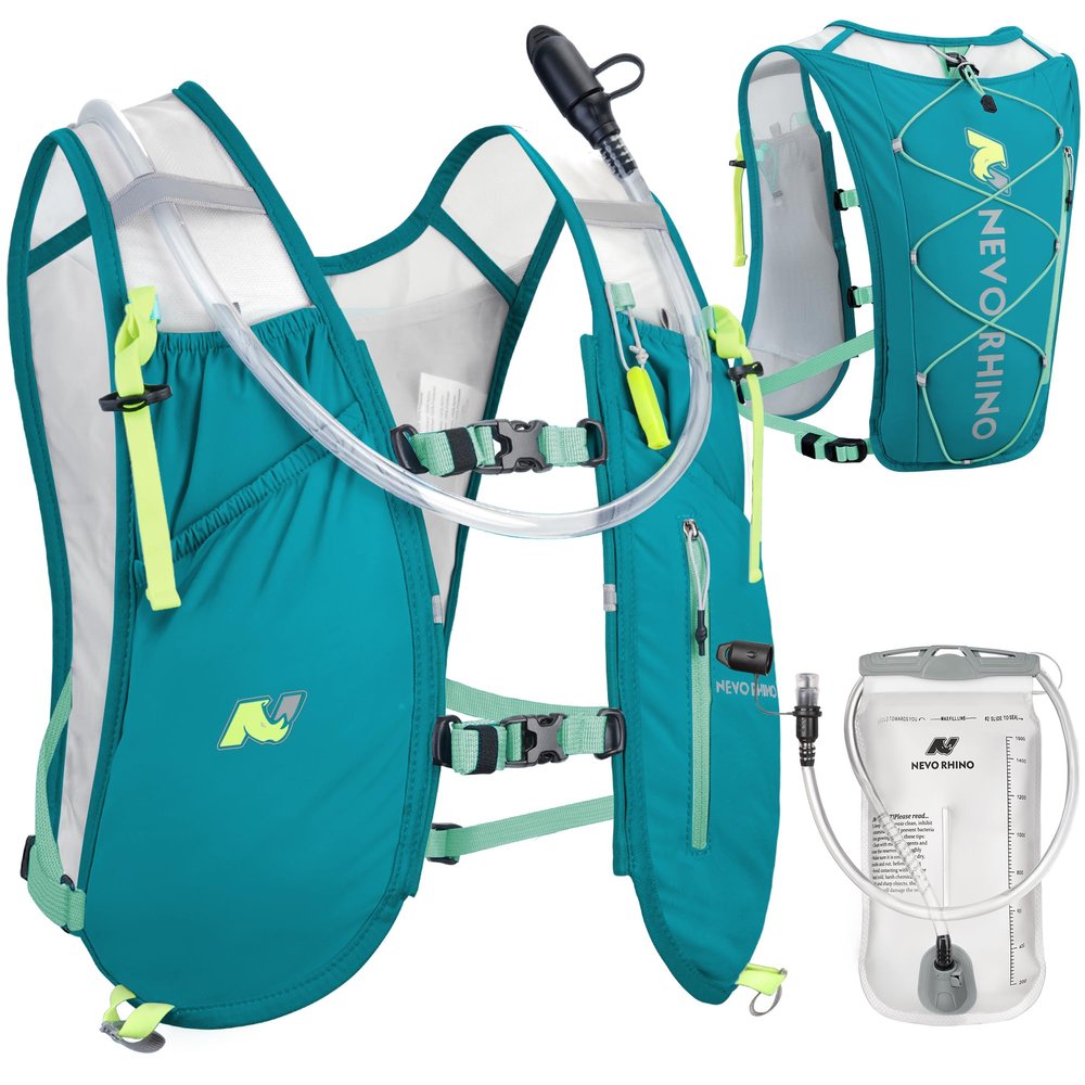 Waterproof Running Vest with 1.5 L Hydration Bladder, Green