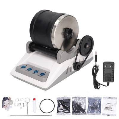 Fafeicy DIY Rock Tumbler Kit, Physics Experiment Set with Rough Gemstones and Polishing Grit, 100–240 V (European Plug)