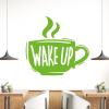 Wall Decal "Wake Up," Coffee Cup, Lime Green view 1