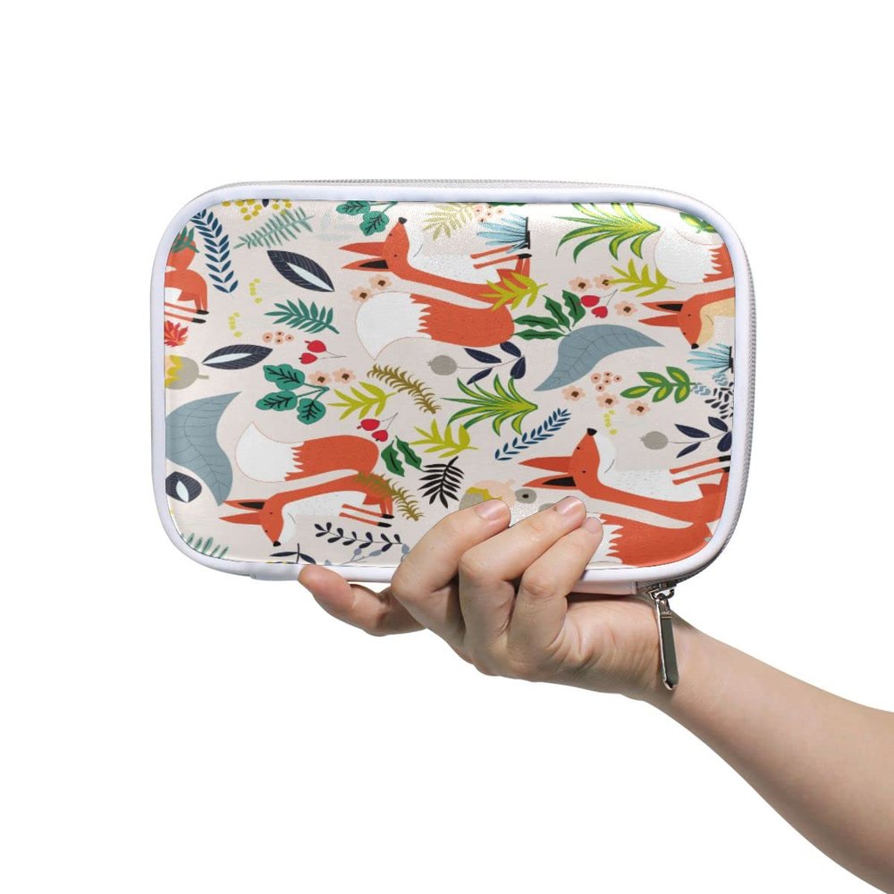 Fox Flower Zipper Pencil Case and Makeup Bag
