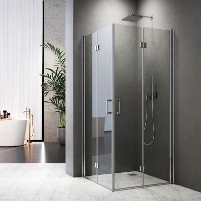 80 x 80 cm Folding Corner-Entry Shower Enclosure, 6 mm Nano Glass, 195 cm High