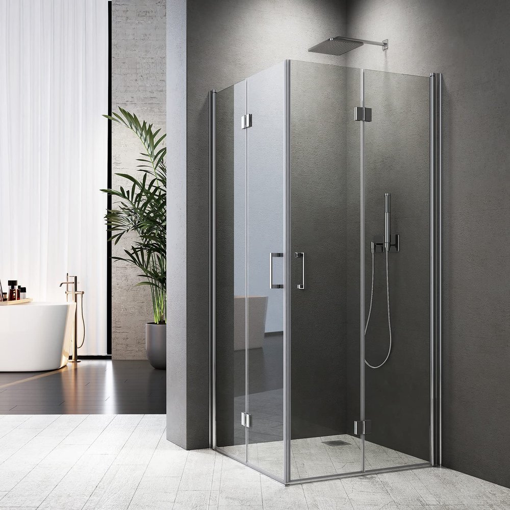 80 x 80 cm Folding Corner-Entry Shower Enclosure, 6 mm Nano Glass, 195 cm High