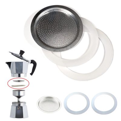 World Trade Universal Gasket and Filter for Moka Coffee Makers, 2 Silicone Gaskets + 1 Filter, 1 Cup, 49734