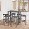 Gecheer 7-Piece Garden Bar Set with Cushions, Gray Poly Rattan, 6 Chairs + 1 Dining Table view 1